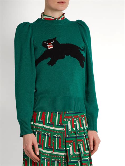 gucci green panther sweater|Gucci lamb print sweater.